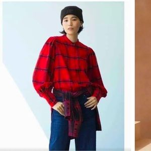 Banana Republic Organic Flannel Bishop Sleeve Blouse EUC